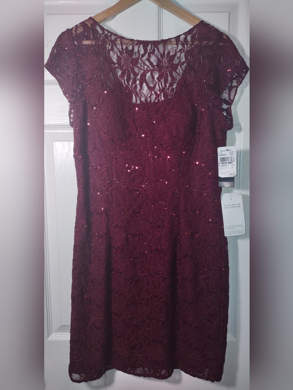 Adrianna Papell Cap Sleeve Scoop Neck Sequin-Adnorned Dress